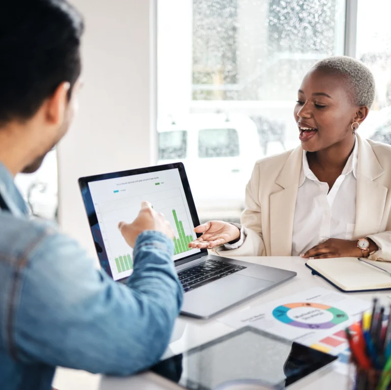 Hr Services In New York 10 laptop statistics, diversity partnership and people review media analytics, feedback data or research project insight. teamwork, media analyst and business team working on customer experience info